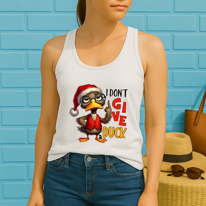 I Dont Give A Duck Funny Sarcastic Grumpy Duck Christmas Womens Tank Top