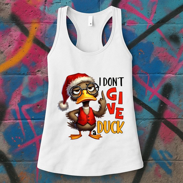 I Dont Give A Duck Funny Sarcastic Grumpy Duck Christmas Womens Tank Top
