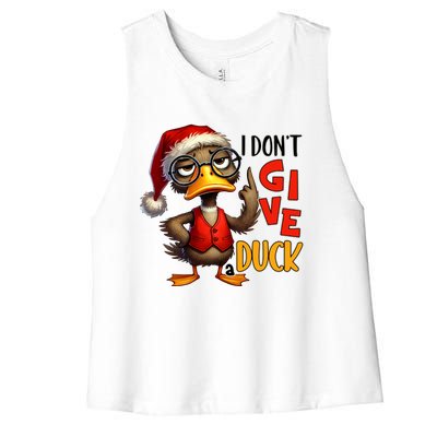 I Dont Give A Duck Funny Sarcastic Grumpy Duck Christmas Women's Racerback Cropped Tank