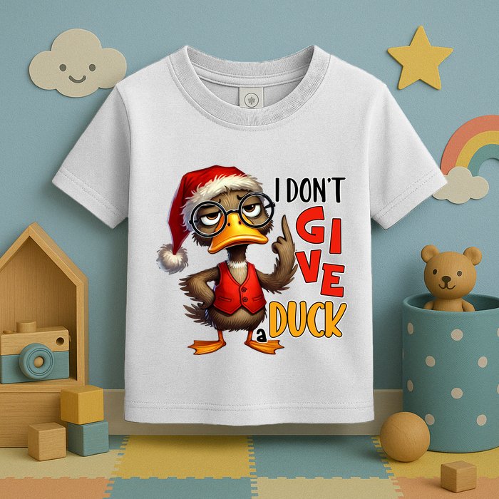 I Dont Give A Duck Funny Sarcastic Grumpy Duck Christmas Toddler T-Shirt