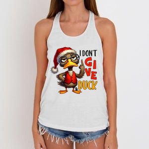 I Dont Give A Duck Funny Sarcastic Grumpy Duck Christmas Women's Knotted Racerback Tank