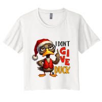 I Dont Give A Duck Funny Sarcastic Grumpy Duck Christmas Crop Top