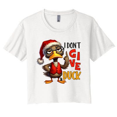 I Dont Give A Duck Funny Sarcastic Grumpy Duck Christmas Women's Crop Top Tee