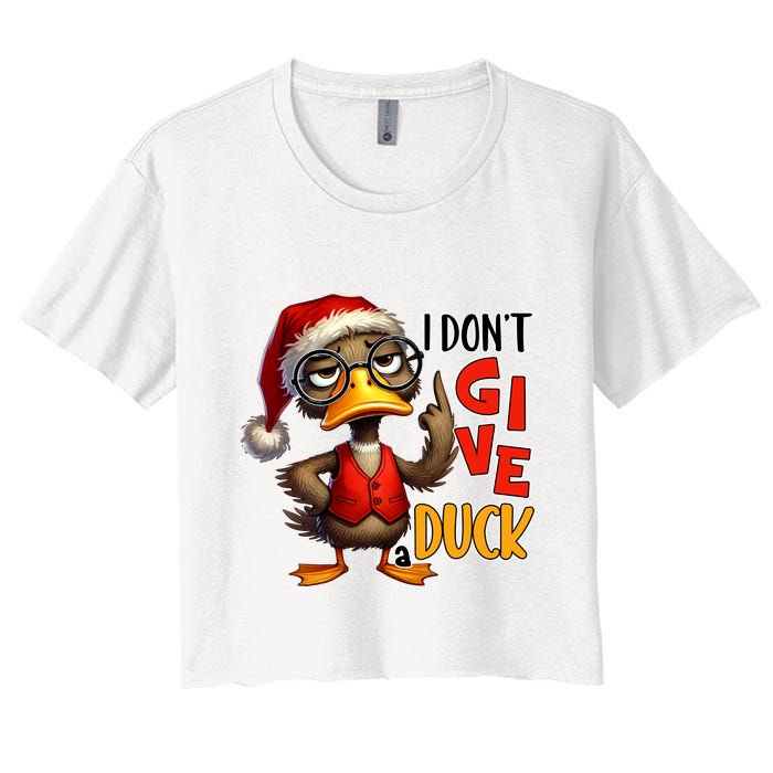 I Dont Give A Duck Funny Sarcastic Grumpy Duck Christmas Crop Top