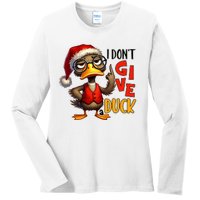 I Dont Give A Duck Funny Sarcastic Grumpy Duck Christmas Ladies Long Sleeve Shirt