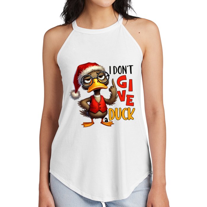 I Dont Give A Duck Funny Sarcastic Grumpy Duck Christmas Women's Perfect Tri Rocker Tank
