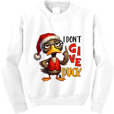 I Dont Give A Duck Funny Sarcastic Grumpy Duck Christmas Kids Sweatshirt