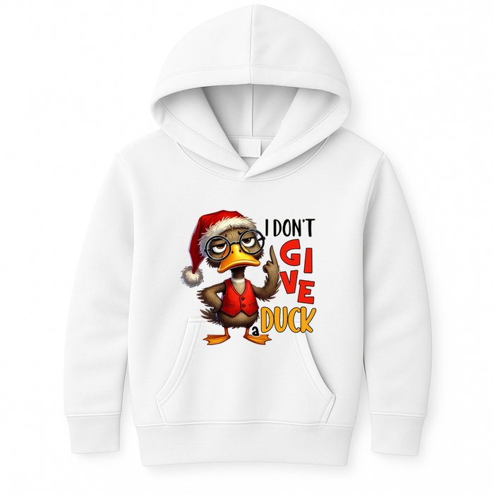 I Dont Give A Duck Funny Sarcastic Grumpy Duck Christmas Kids Hoodie