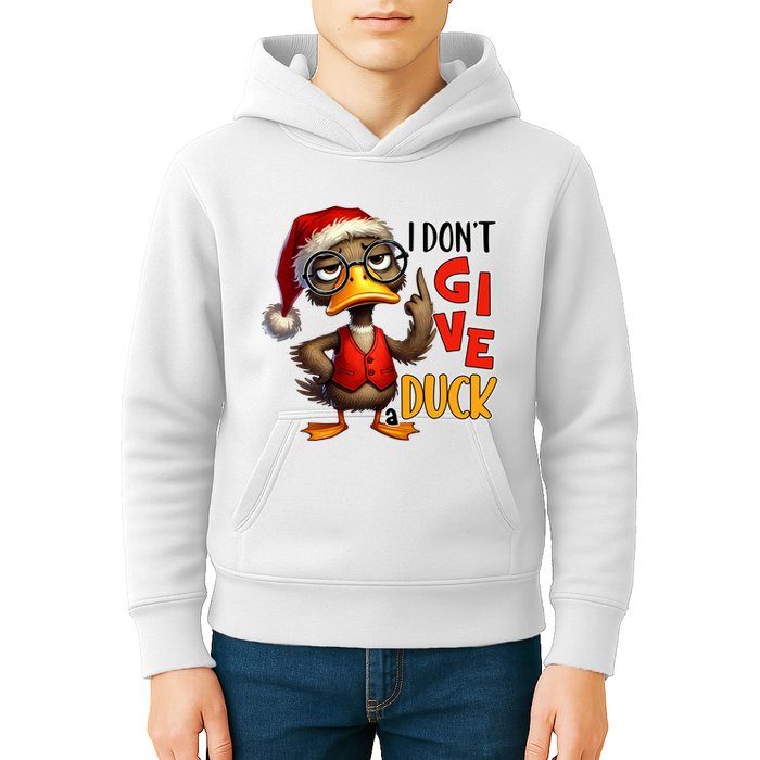 I Dont Give A Duck Funny Sarcastic Grumpy Duck Christmas Kids Hoodie