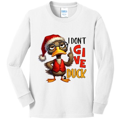 I Dont Give A Duck Funny Sarcastic Grumpy Duck Christmas Kids Long Sleeve Shirt
