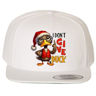 I Dont Give A Duck Funny Sarcastic Grumpy Duck Christmas Wool Snapback Cap