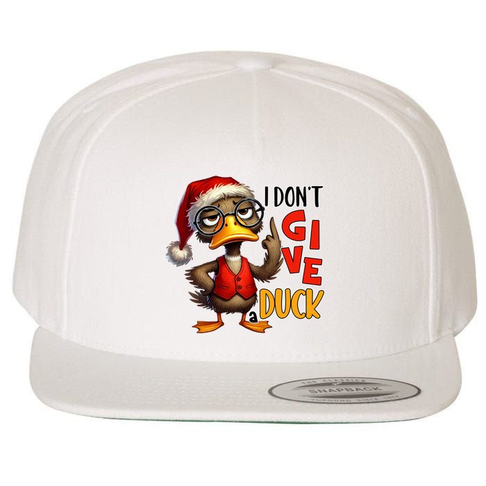 I Dont Give A Duck Funny Sarcastic Grumpy Duck Christmas Wool Snapback Cap