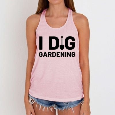 I Dig Gardening Funny Gardener Saying Flower Garden Women's Knotted Racerback Tank