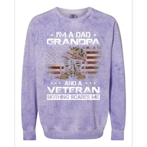 I'm Dad Grandpa And A Veteran Proud Us Grandpa Dad Veteran Gift Colorblast Crewneck Sweatshirt