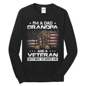 I'm Dad Grandpa And A Veteran Proud Us Grandpa Dad Veteran Gift Tall Long Sleeve T-Shirt