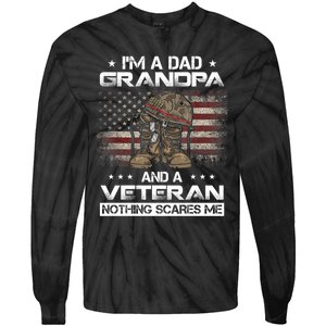 I'm Dad Grandpa And A Veteran Proud Us Grandpa Dad Veteran Gift Tie-Dye Long Sleeve Shirt