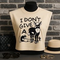 I DonT Give A Donkey Rat Funny Sarcastic Garment-Dyed Women's Muscle Tee