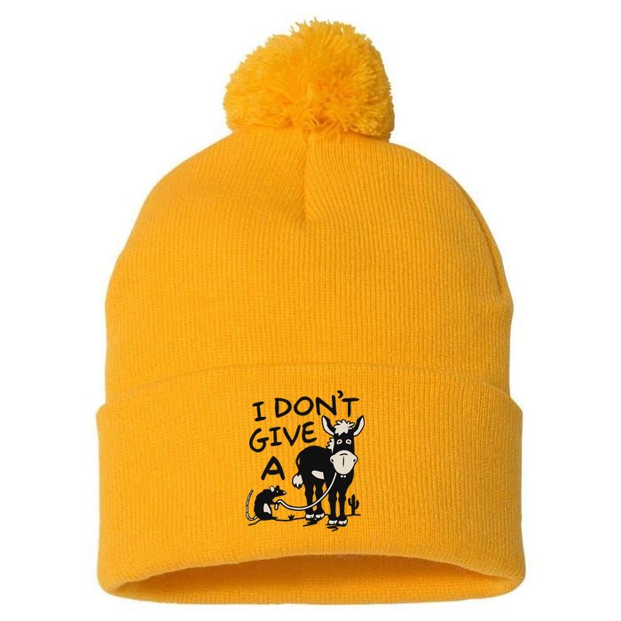 I DonT Give A Donkey Rat Funny Sarcastic Pom Pom 12in Knit Beanie
