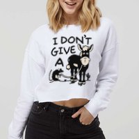 I DonT Give A Donkey Rat Funny Sarcastic Cropped Pullover Crew