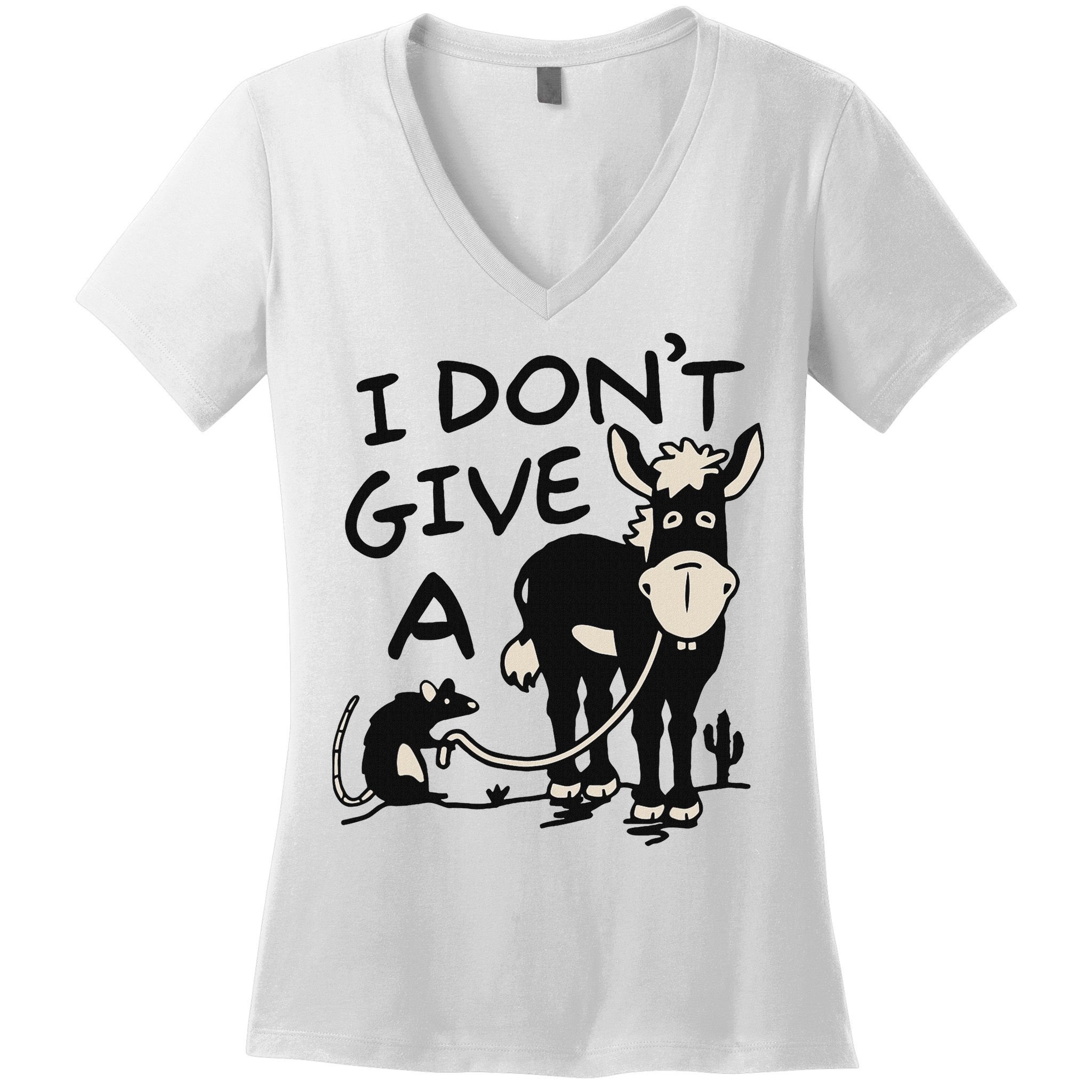 I DonT Give A Donkey Rat Funny Sarcastic Women's V-Neck T-Shirt