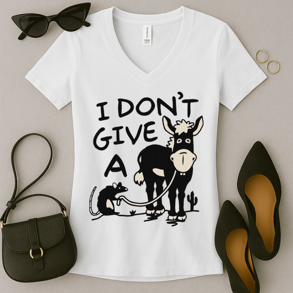 I DonT Give A Donkey Rat Funny Sarcastic Women's V-Neck T-Shirt