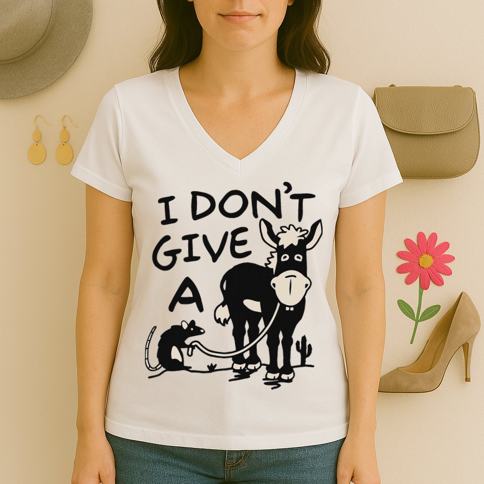 I DonT Give A Donkey Rat Funny Sarcastic Women's V-Neck T-Shirt