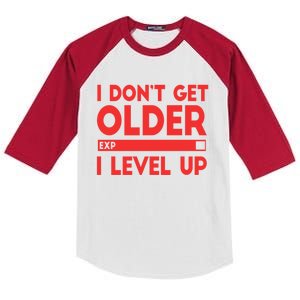 I Dont Get Older I Level Up Gift Kids Colorblock Raglan Jersey