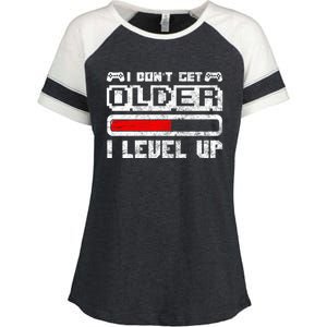 I Dont Get Older I Level Up Retro Gamers Gift Enza Ladies Jersey Colorblock Tee