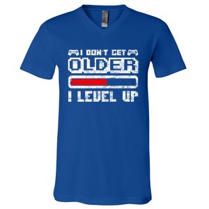 I Dont Get Older I Level Up Retro Gamers Gift V-Neck T-Shirt