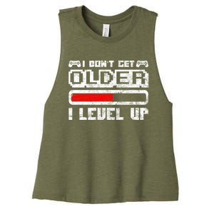 I Dont Get Older I Level Up Retro Gamers Gift Women's Racerback Cropped Tank