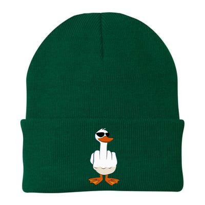 I DonT Give A Duck Funny Middle Finger Offensive Rude Duck Knit Cap Winter Beanie