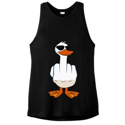 I DonT Give A Duck Funny Middle Finger Offensive Rude Duck Ladies PosiCharge Tri-Blend Wicking Tank