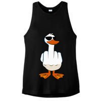 I DonT Give A Duck Funny Middle Finger Offensive Rude Duck Ladies PosiCharge Tri-Blend Wicking Tank