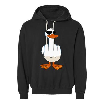 I DonT Give A Duck Funny Middle Finger Offensive Rude Duck Garment-Dyed Fleece Hoodie