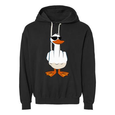 I DonT Give A Duck Funny Middle Finger Offensive Rude Duck Garment-Dyed Fleece Hoodie