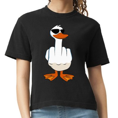 I DonT Give A Duck Funny Middle Finger Offensive Rude Duck Comfort Colors Boxy T-Shirt