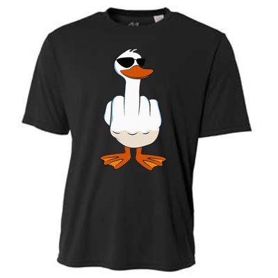 I DonT Give A Duck Funny Middle Finger Offensive Rude Duck Cooling Performance Crew T-Shirt