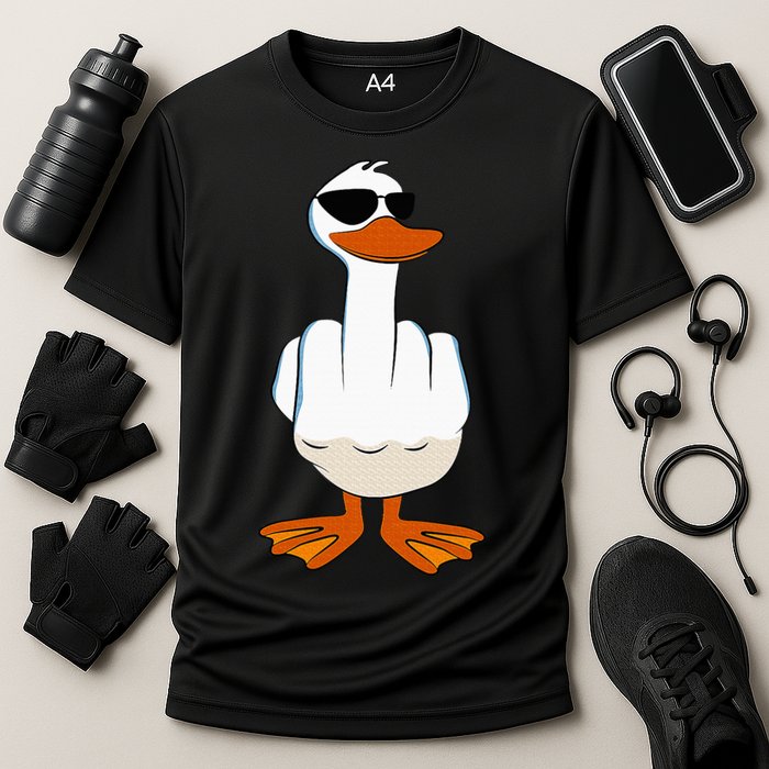 I DonT Give A Duck Funny Middle Finger Offensive Rude Duck Performance Shirt