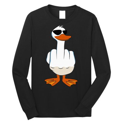 I DonT Give A Duck Funny Middle Finger Offensive Rude Duck Long Sleeve Shirt