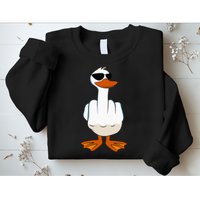 I DonT Give A Duck Funny Middle Finger Offensive Rude Duck Sweatshirt