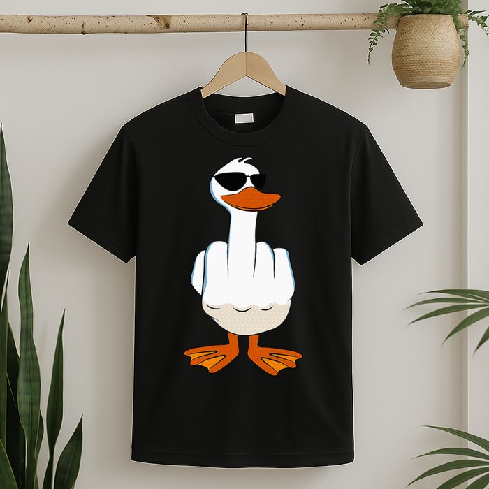 I DonT Give A Duck Funny Middle Finger Offensive Rude Duck T-Shirt