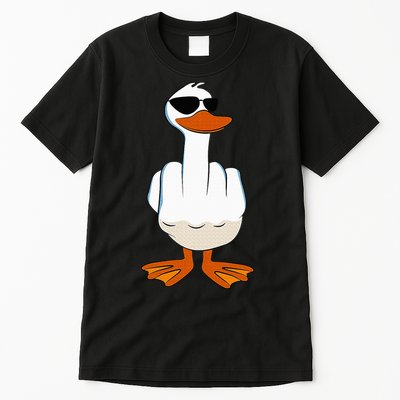 I DonT Give A Duck Funny Middle Finger Offensive Rude Duck Tall T-Shirt