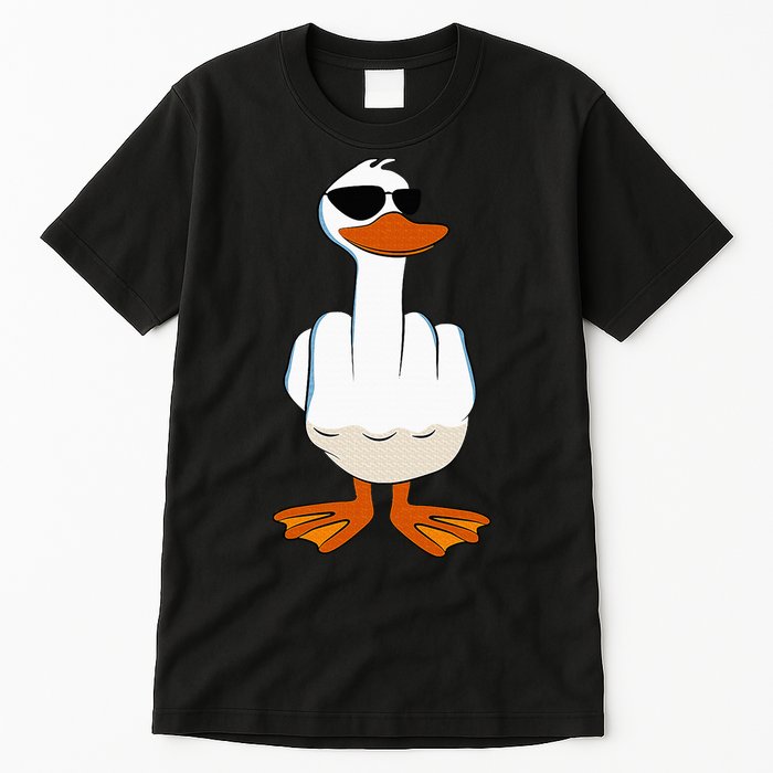 I DonT Give A Duck Funny Middle Finger Offensive Rude Duck Tall T-Shirt