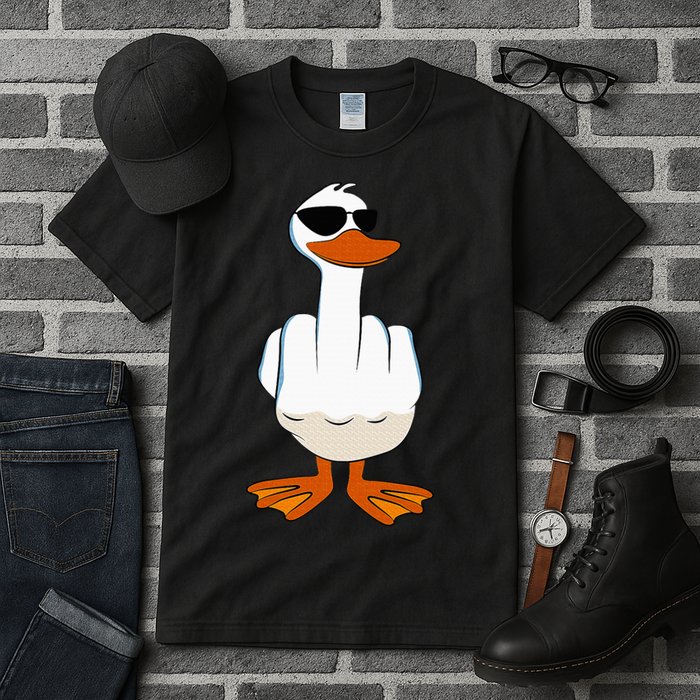 I DonT Give A Duck Funny Middle Finger Offensive Rude Duck Tall T-Shirt