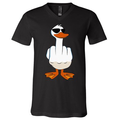 I DonT Give A Duck Funny Middle Finger Offensive Rude Duck V-Neck T-Shirt