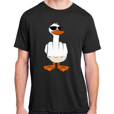 I DonT Give A Duck Funny Middle Finger Offensive Rude Duck Adult ChromaSoft Performance T-Shirt