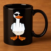 I DonT Give A Duck Funny Middle Finger Offensive Rude Duck 11oz C Handle Ceramic Mug