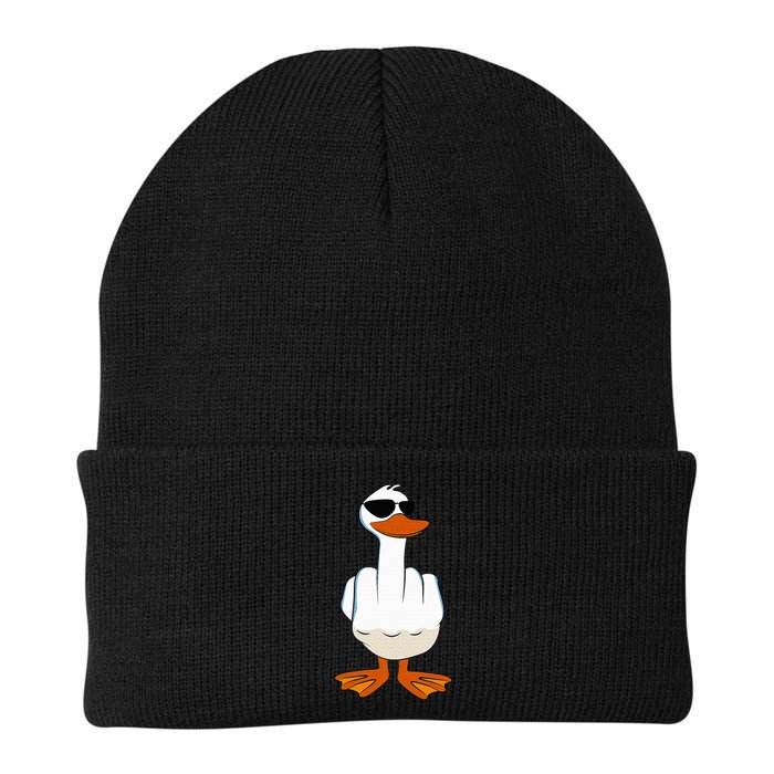 I DonT Give A Duck Funny Middle Finger Offensive Rude Duck Beanie