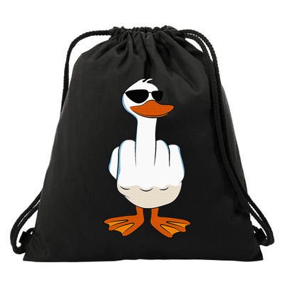 I DonT Give A Duck Funny Middle Finger Offensive Rude Duck Drawstring Bag