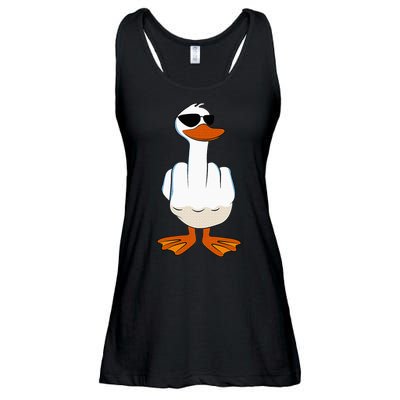 I DonT Give A Duck Funny Middle Finger Offensive Rude Duck Ladies Essential Flowy Tank